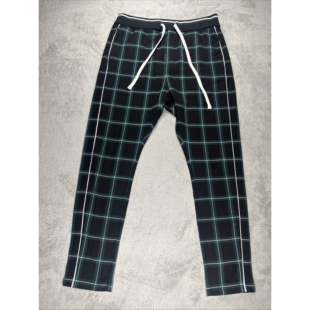 Bershka Black/Green Sweatpants Plaid Women's Size Large